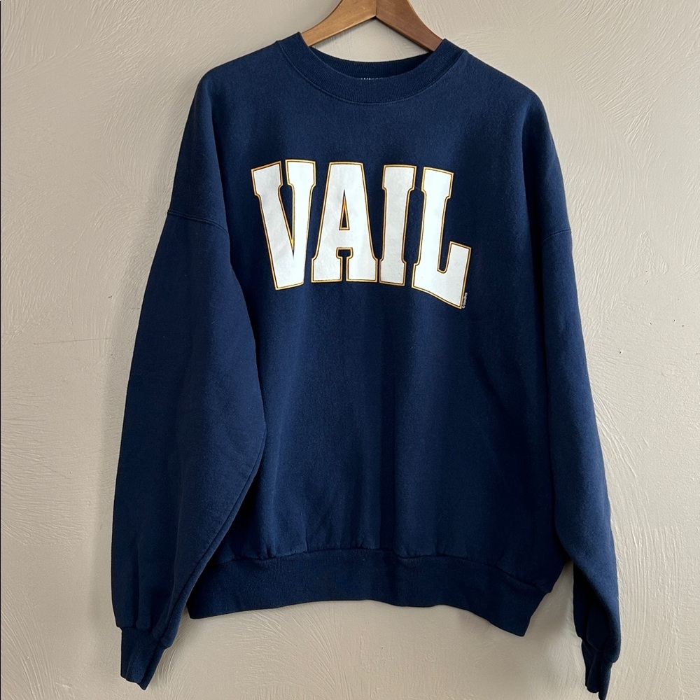 Vintage Hanes Vail Crew Neck Men’s Blue Ski Mountain Pull On Sweater. Size XXL.
